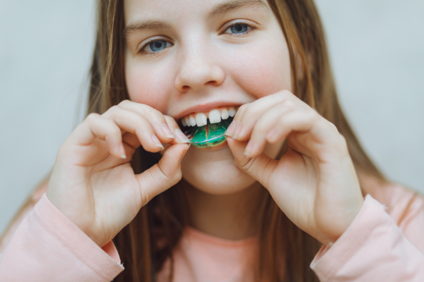 床矯正の治療を前向きに取り組む子ども